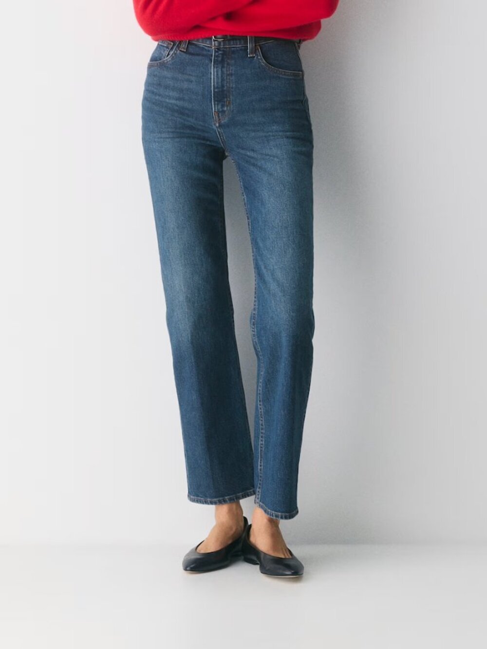 Aritzia Denim Forum Arlo High Rise Straight Leg Jeans Medium Wash Sz 26